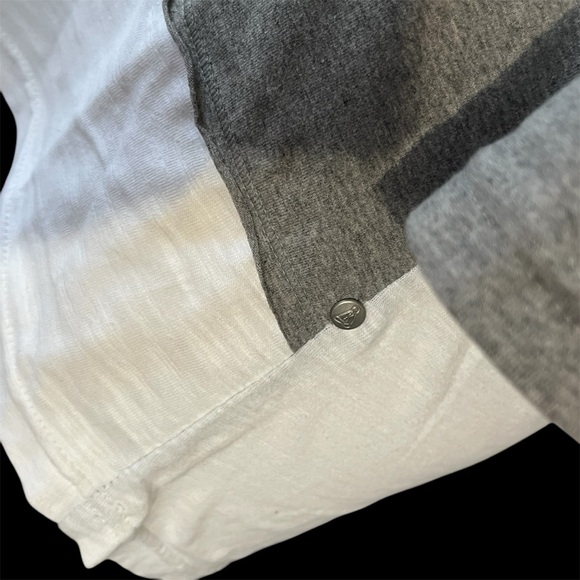 Neon Buddha Gray White Knit Tunic Cowl Neck Roll Tab Sleeves Tunic Xsmall - Picture 5 of 9